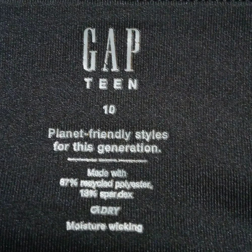 Gap Teen  high waisted black workout yoga leggings side cell pockets Sz 10 NWOT